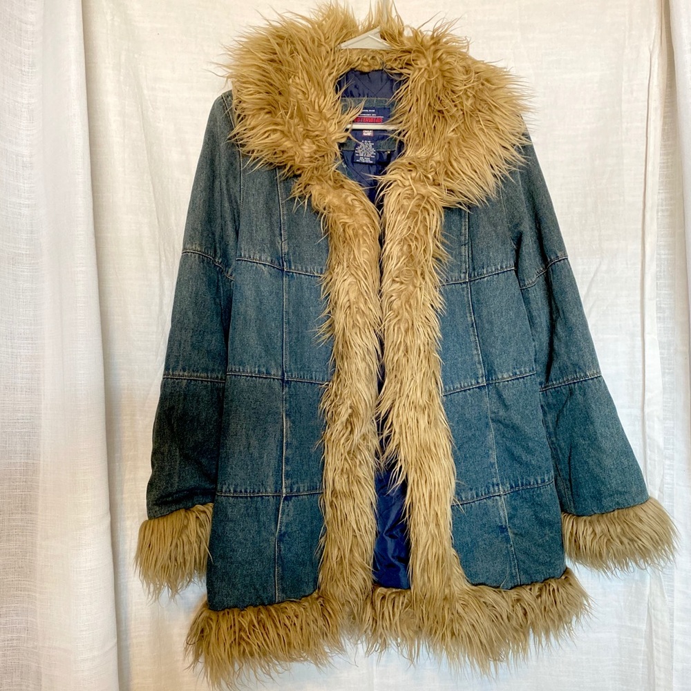 Vintage Faded Glory Denim/Fur Jacket 🔥